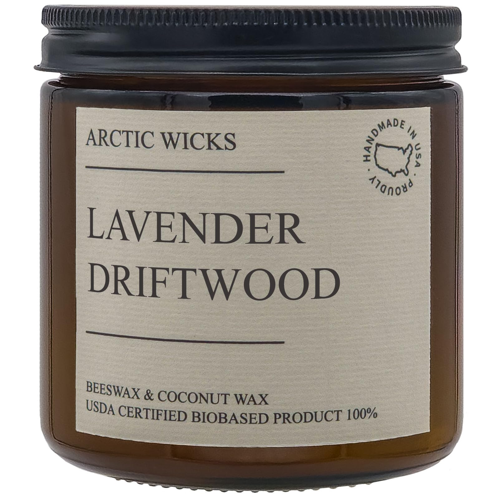 Arctic Wicks Lavender Driftwood Candle 16oz amber jar product image