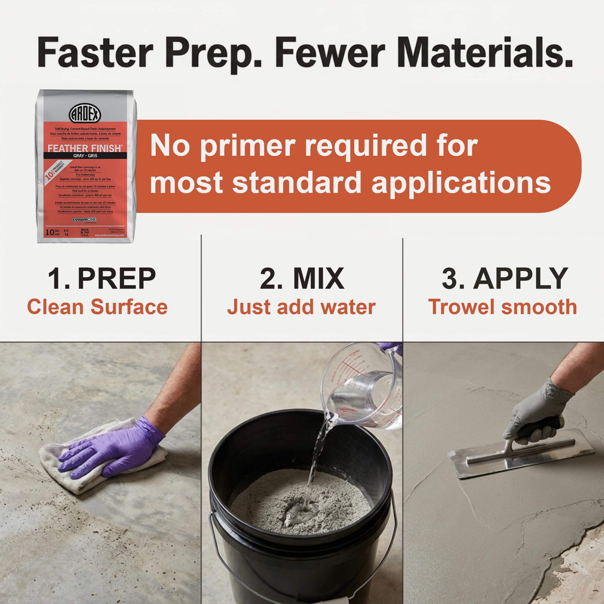 Feather edge design Ardex underlayment detail