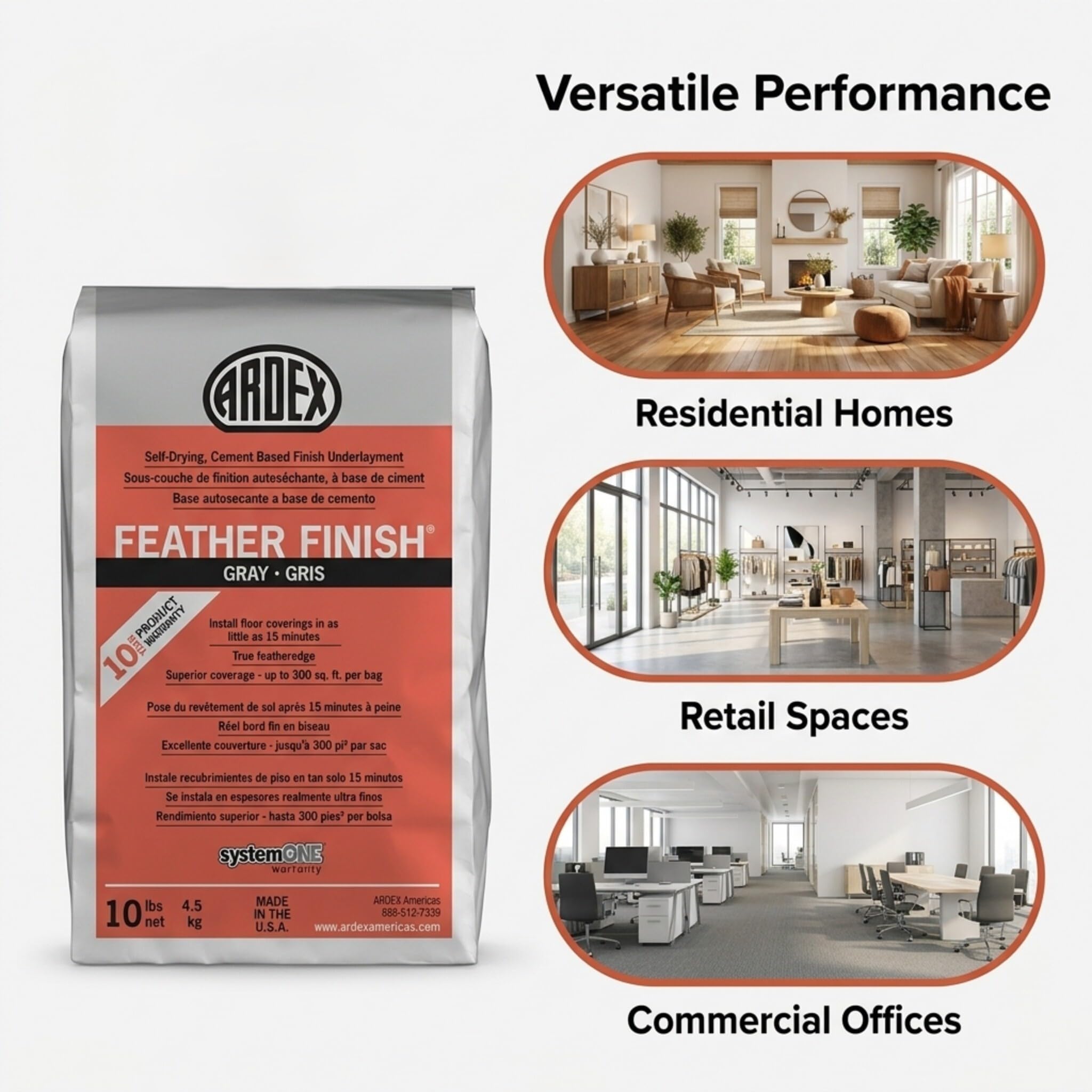 Ardex Feather Finish underlayment bonds to multiple substrates