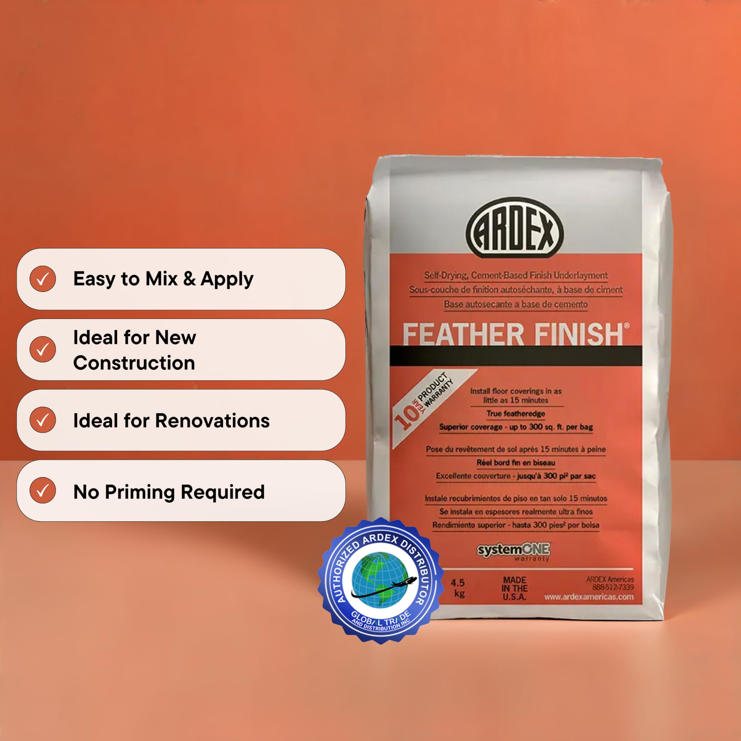 Ardex Feather Finish cement-based underlayment bonded to concrete