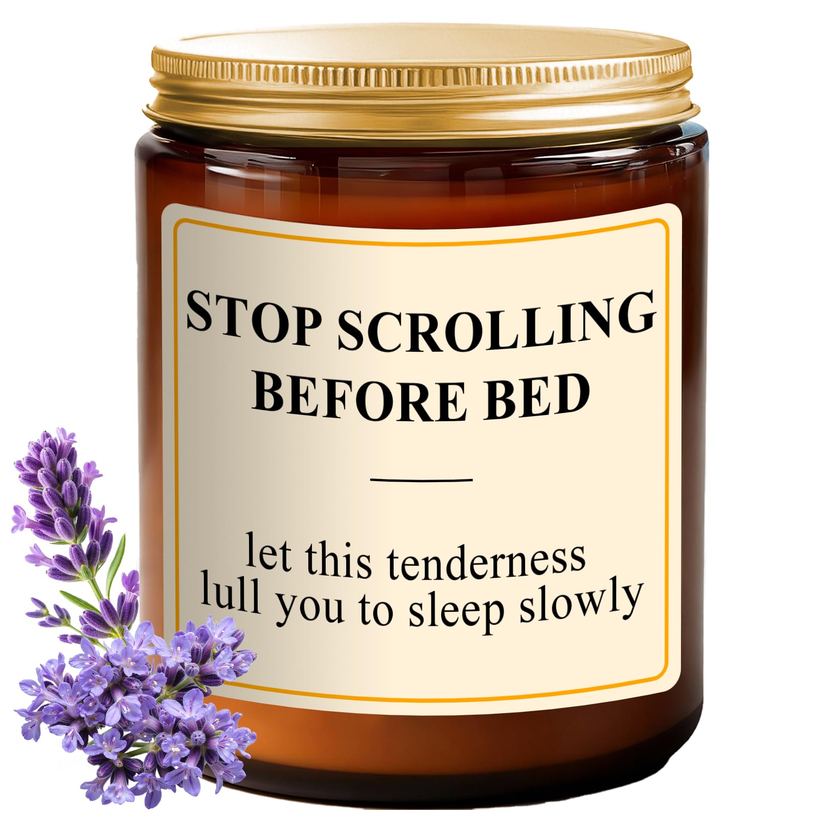 Aredenua Lavender Candle amber glass jar