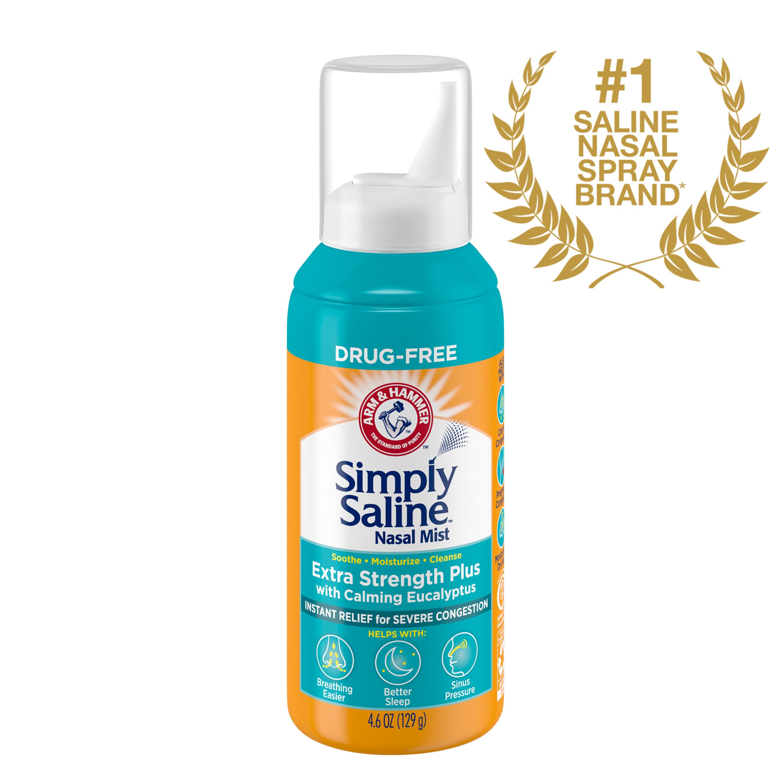 Calming eucalyptus saline nasal spray bottle close up 4.6oz