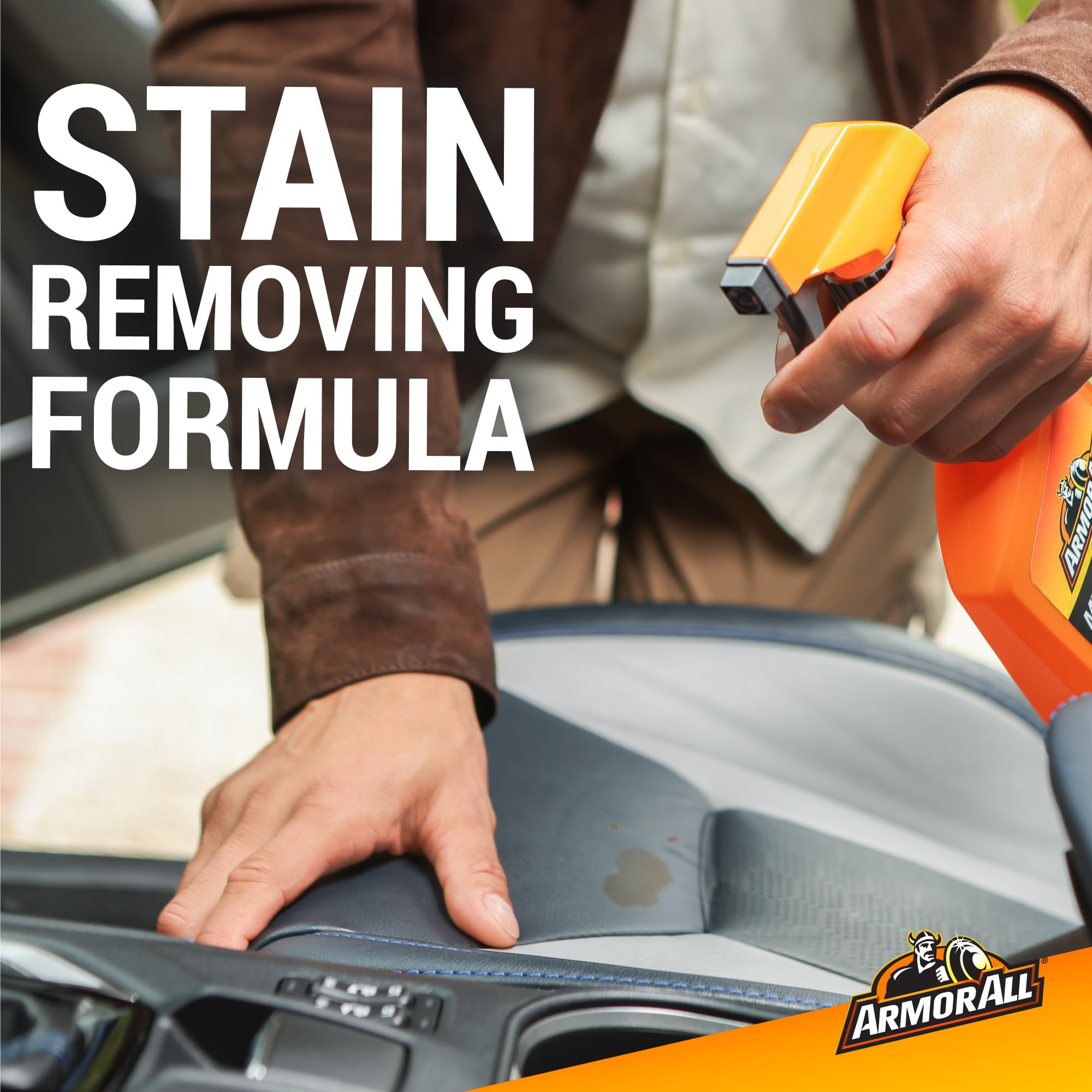 Stain removing formula for interior car surfaces