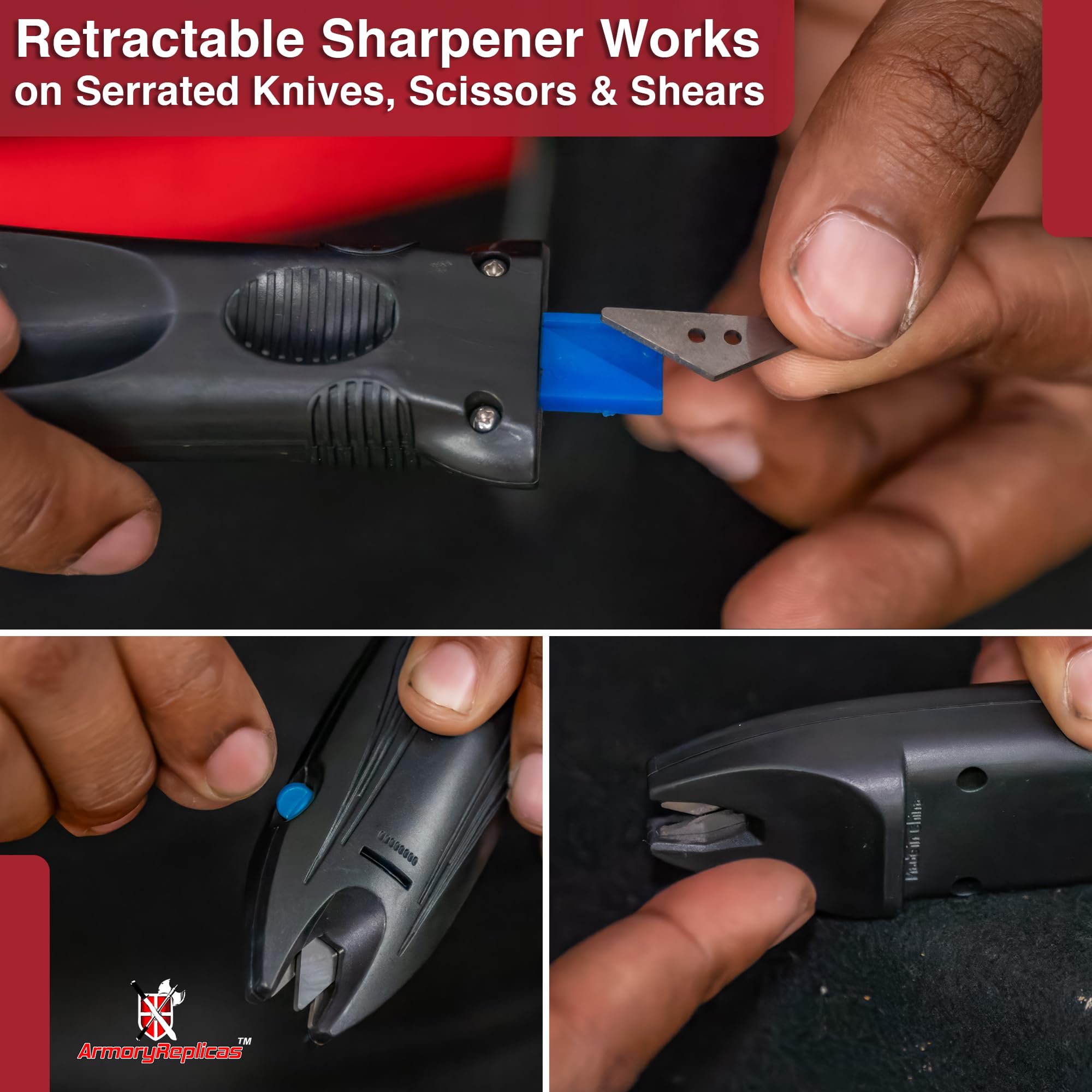 Samurai Shark tungsten carbide steel sharpener durable ABS plastic body