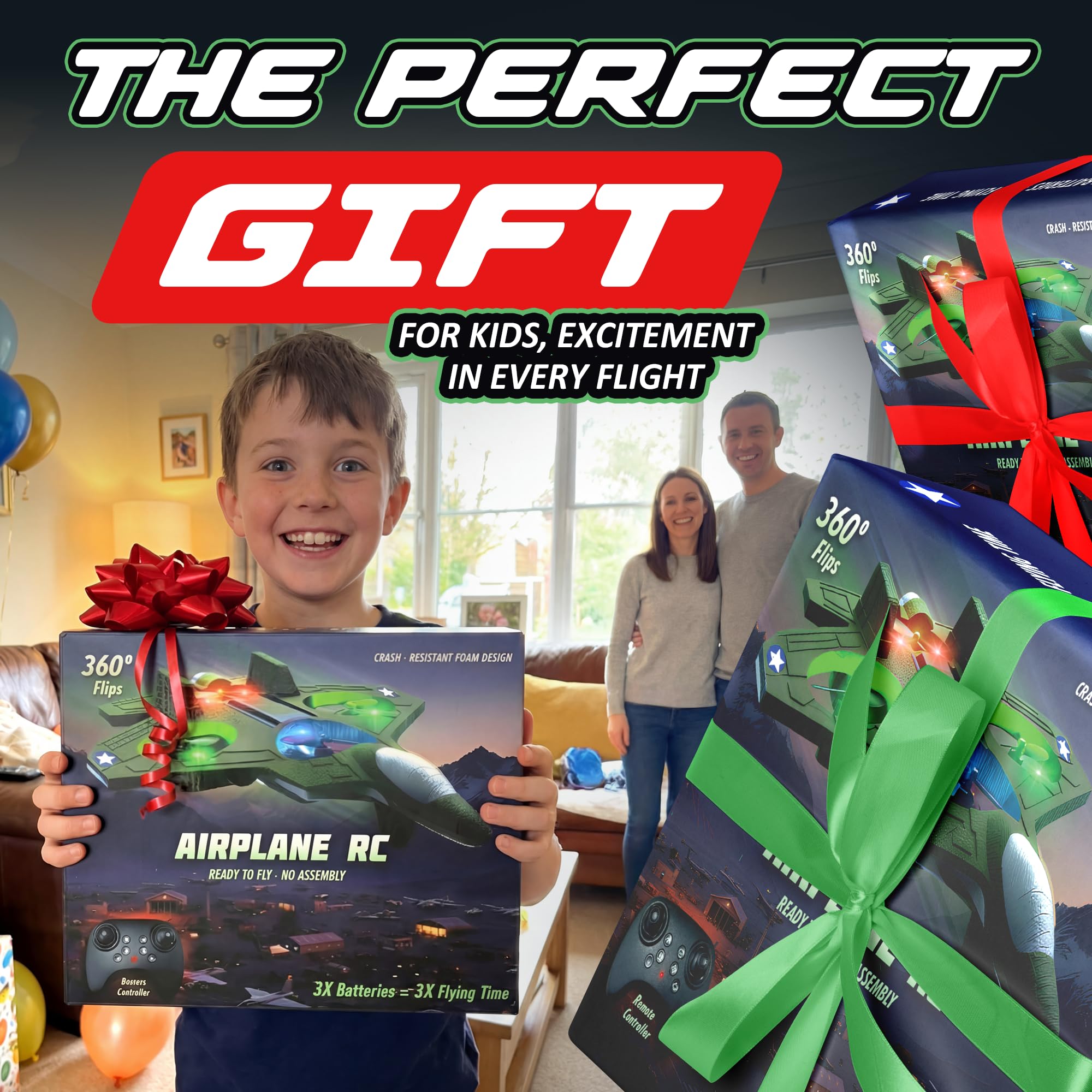 Army green jet design RC airplane in packaging