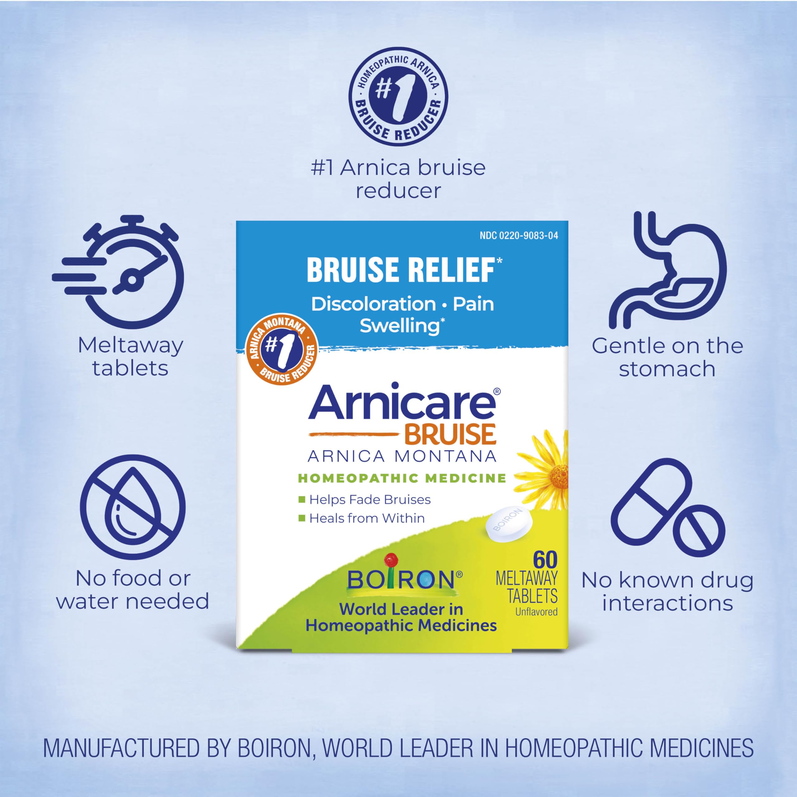 Arnica-based oral tablets for bruise relief