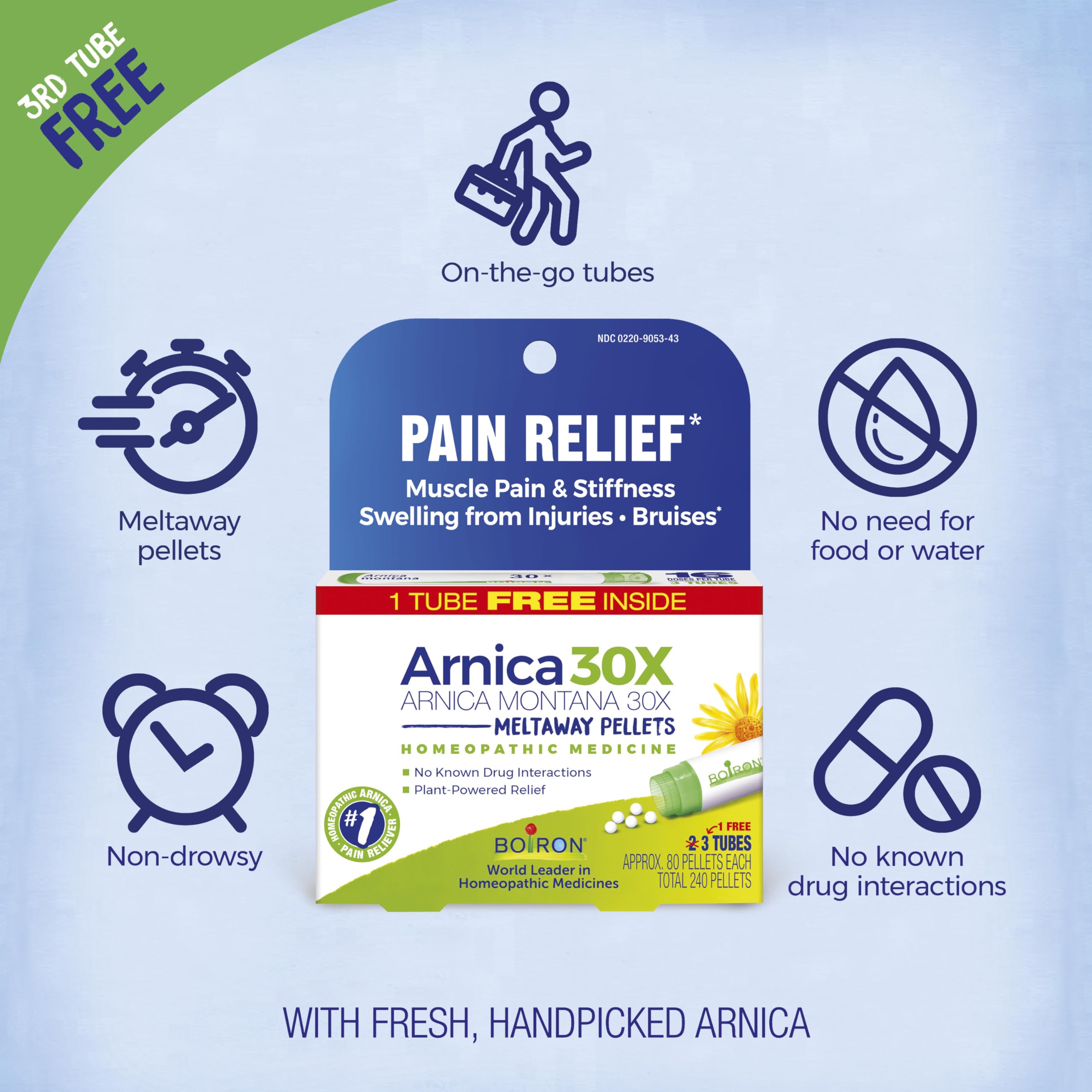Boiron Arnica Montana 30X packaging 3 count