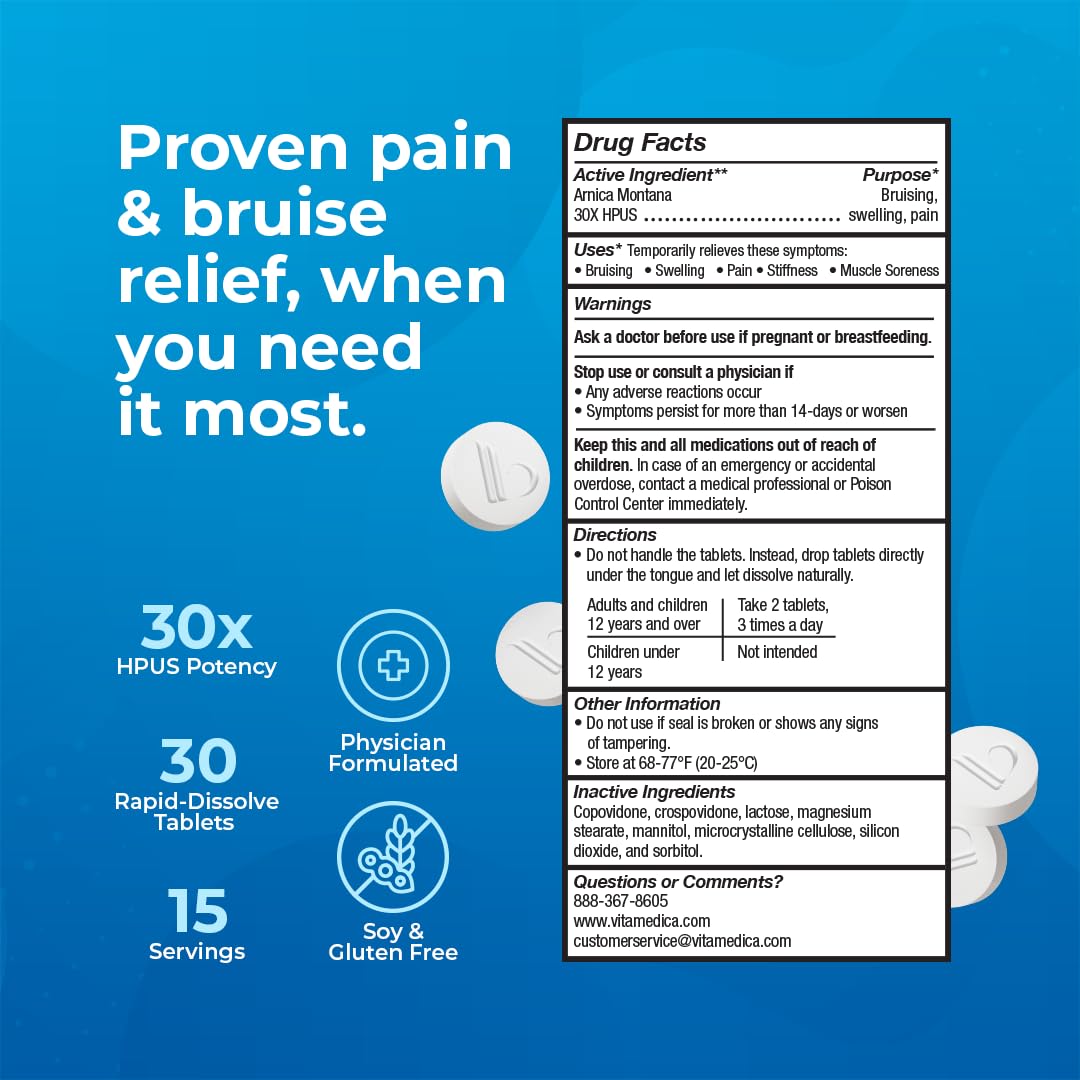 Arnica Montana 30X HPUS tablets in 5-day blister pack display