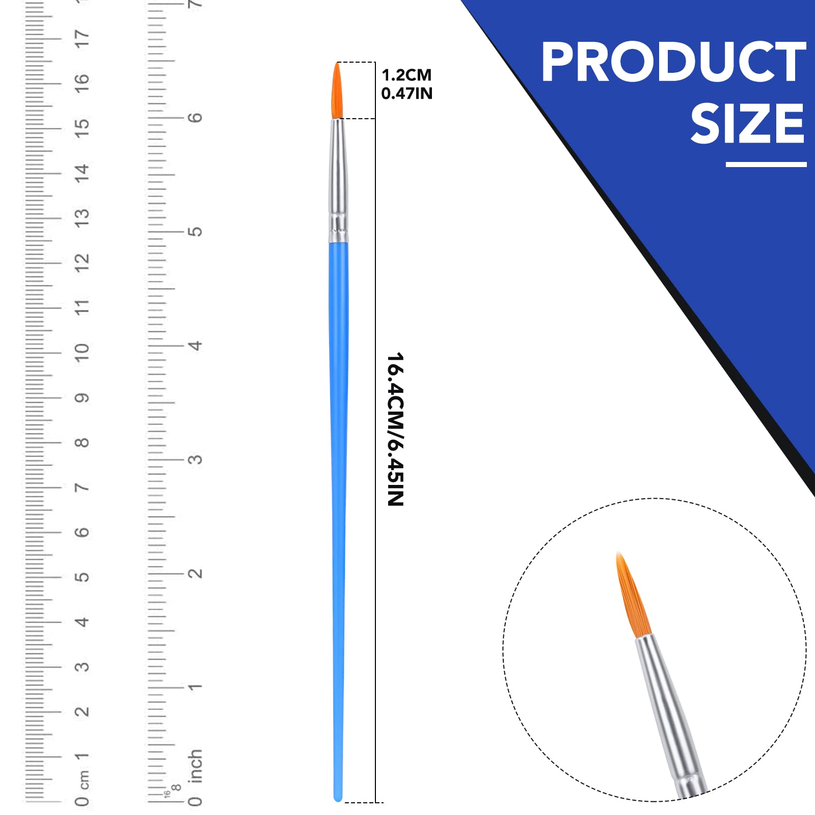 Round detail brushes with nylon bristles by AROIC bulk pack