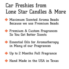Aroma Beads Freshies leather scent packaged as Freshies