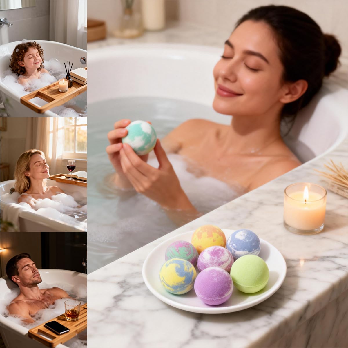 Lavender and eucalyptus aromatherapy in bath bombs