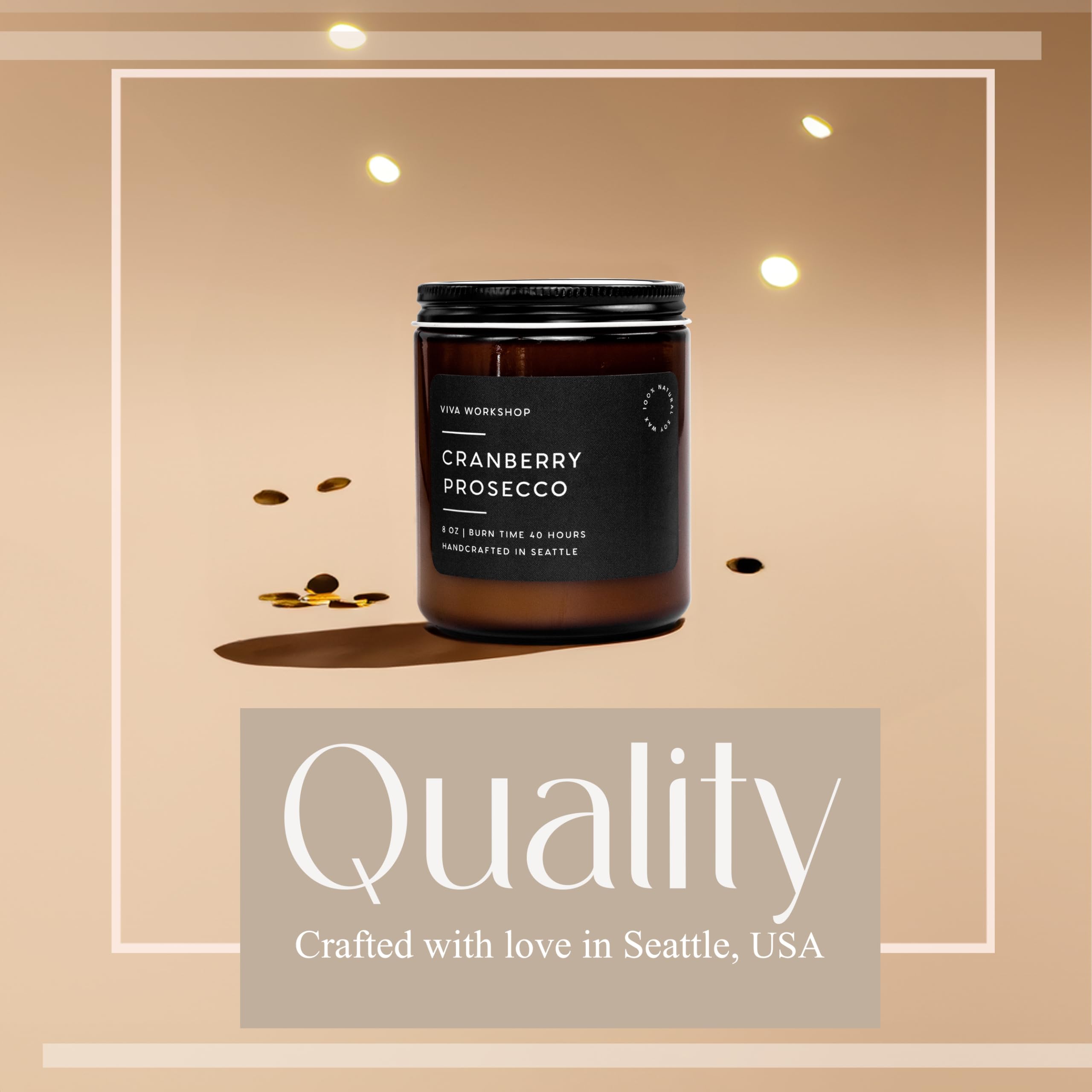 Giftable Cranberry Prosecco candle for women and men
