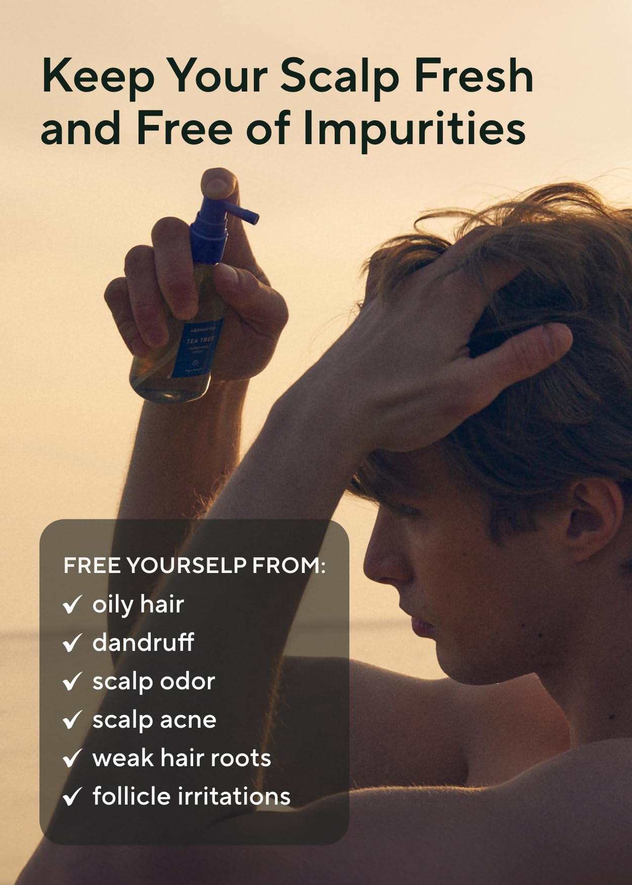 Ingredients include tea tree essential oil tea tree decoction extract peppermint eucalyptus