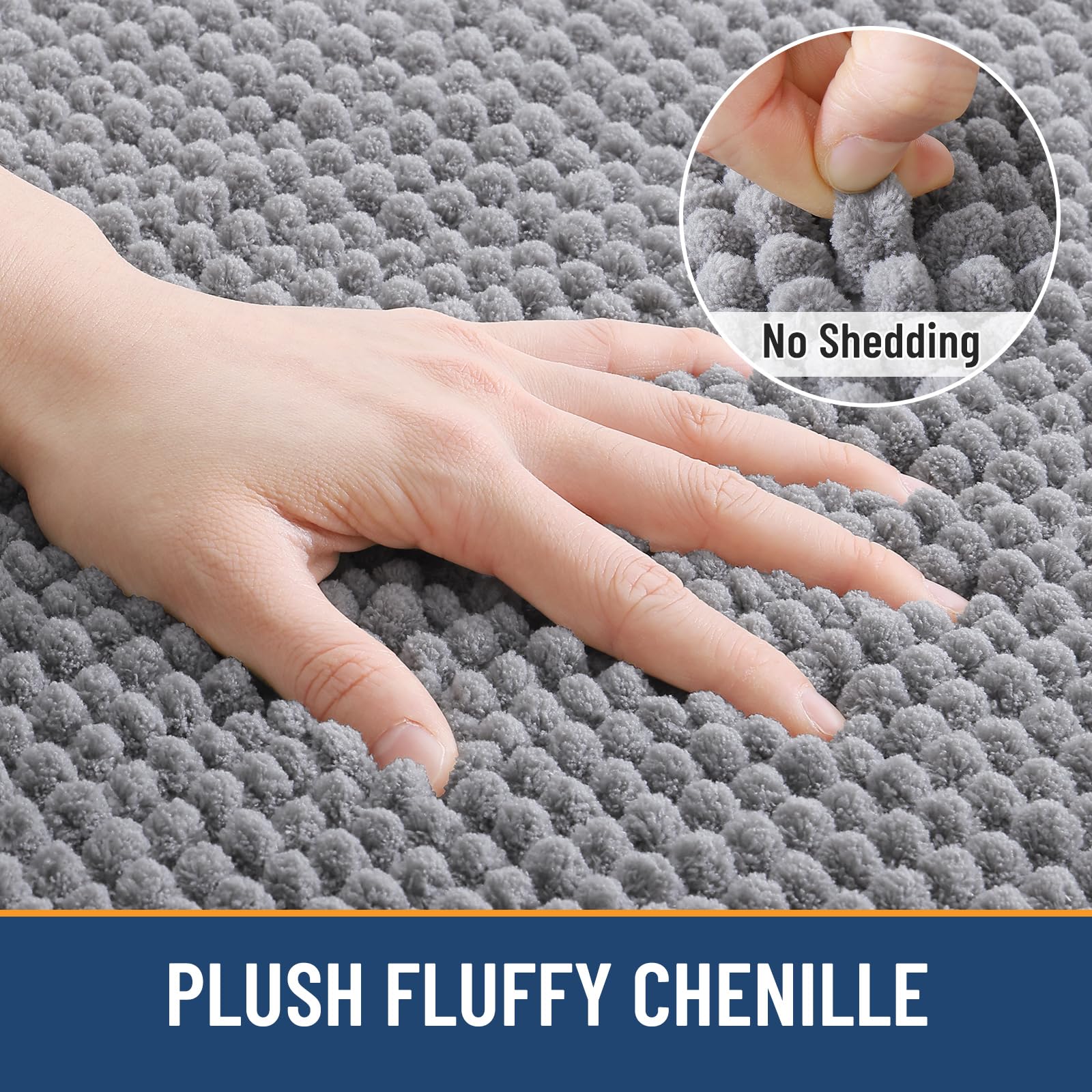 arotive chenille bathroom rugs 30x20 grey product image 4