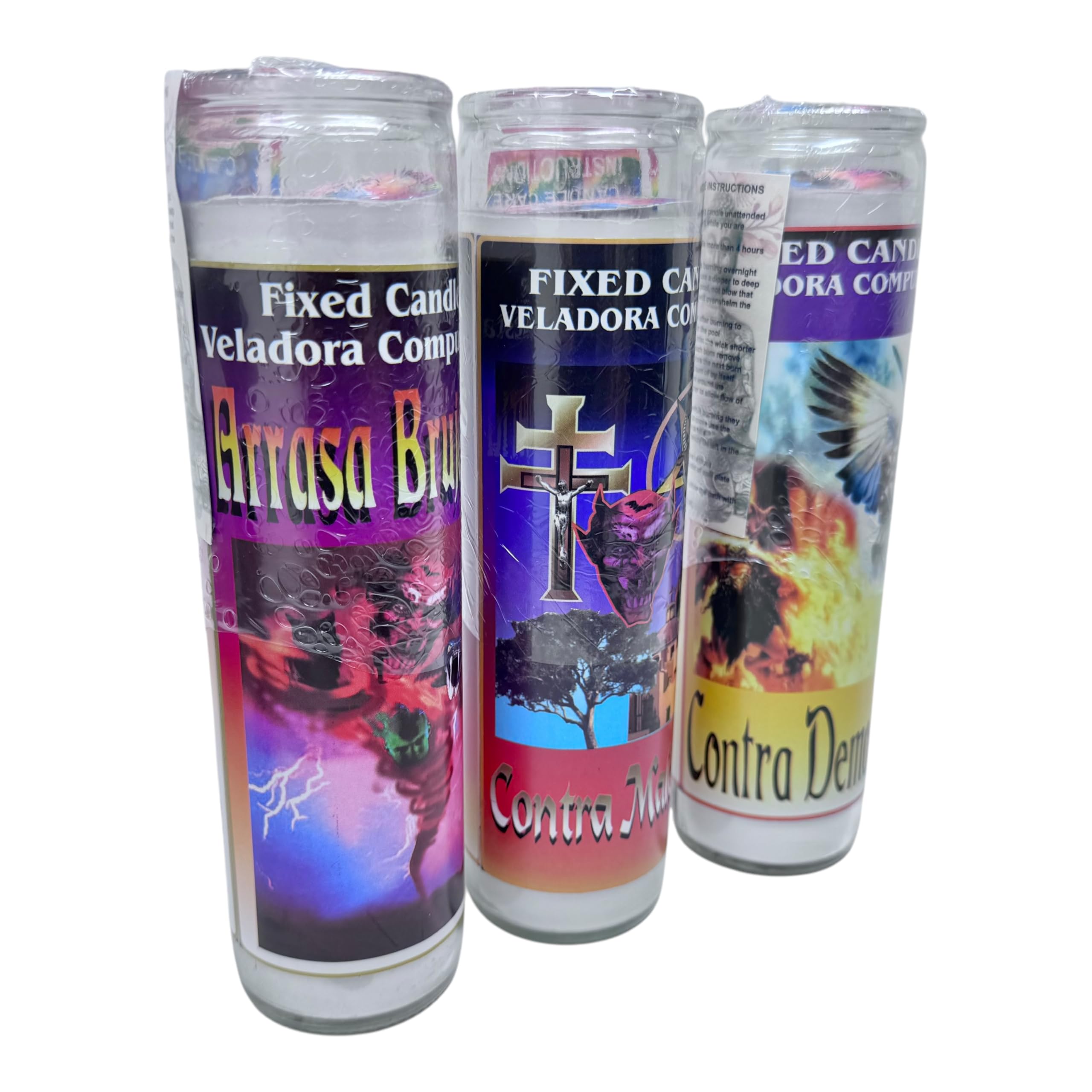 Veladora Arrasa Brujería en vidrio 14 oz modelo 6