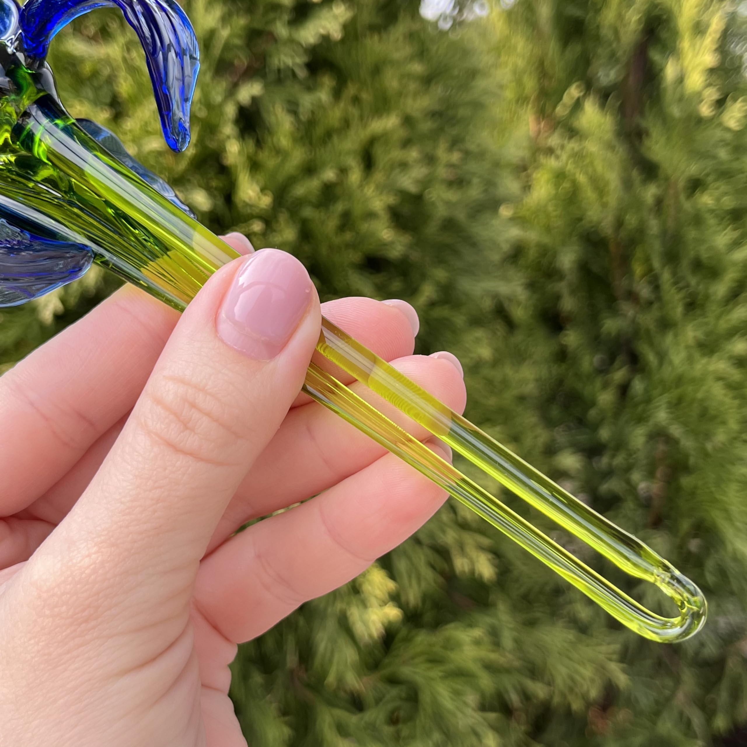 Blue iris glass figurine as home decor ornament