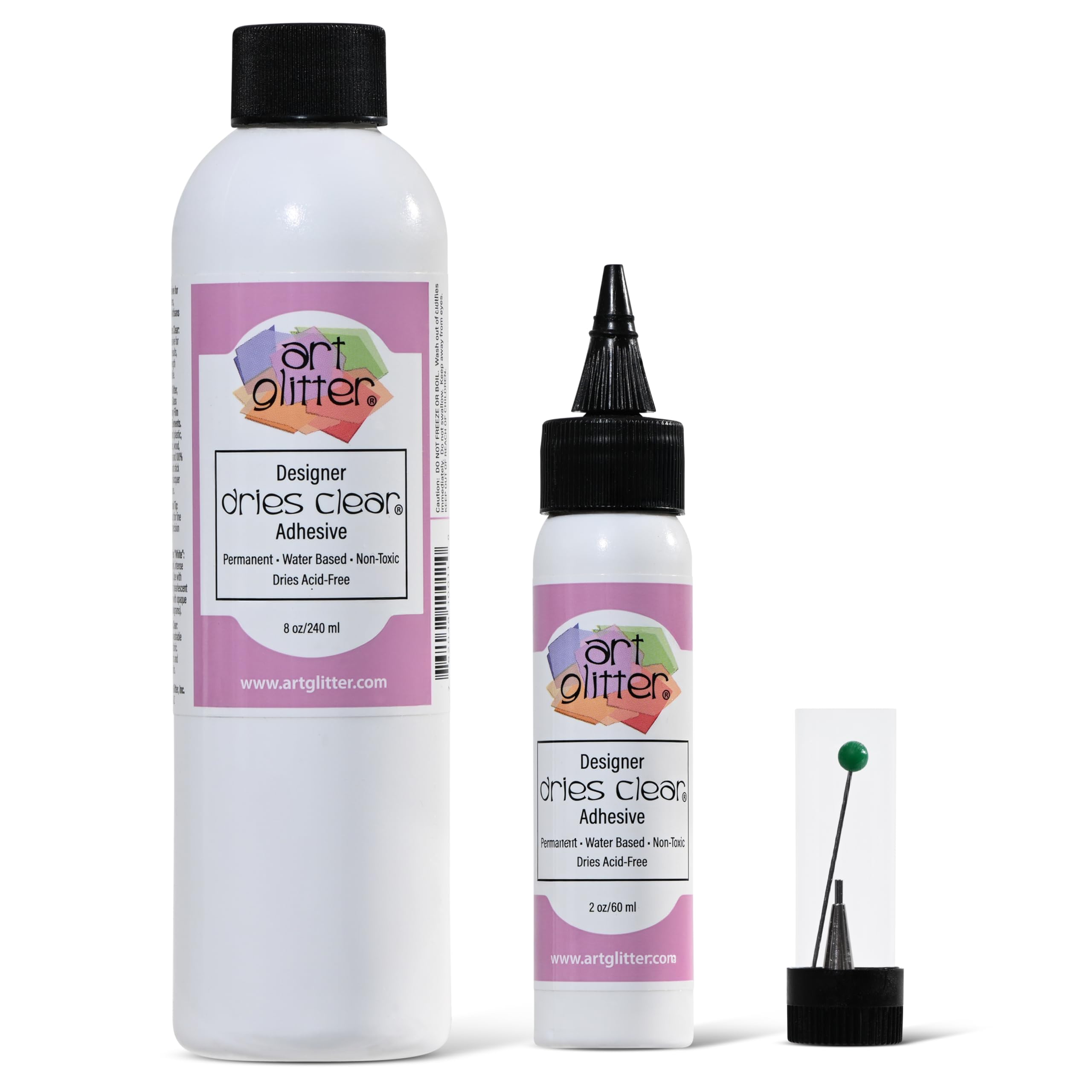 Art Institute Glitter Dries Clear Glue Kit with metal tip and pin