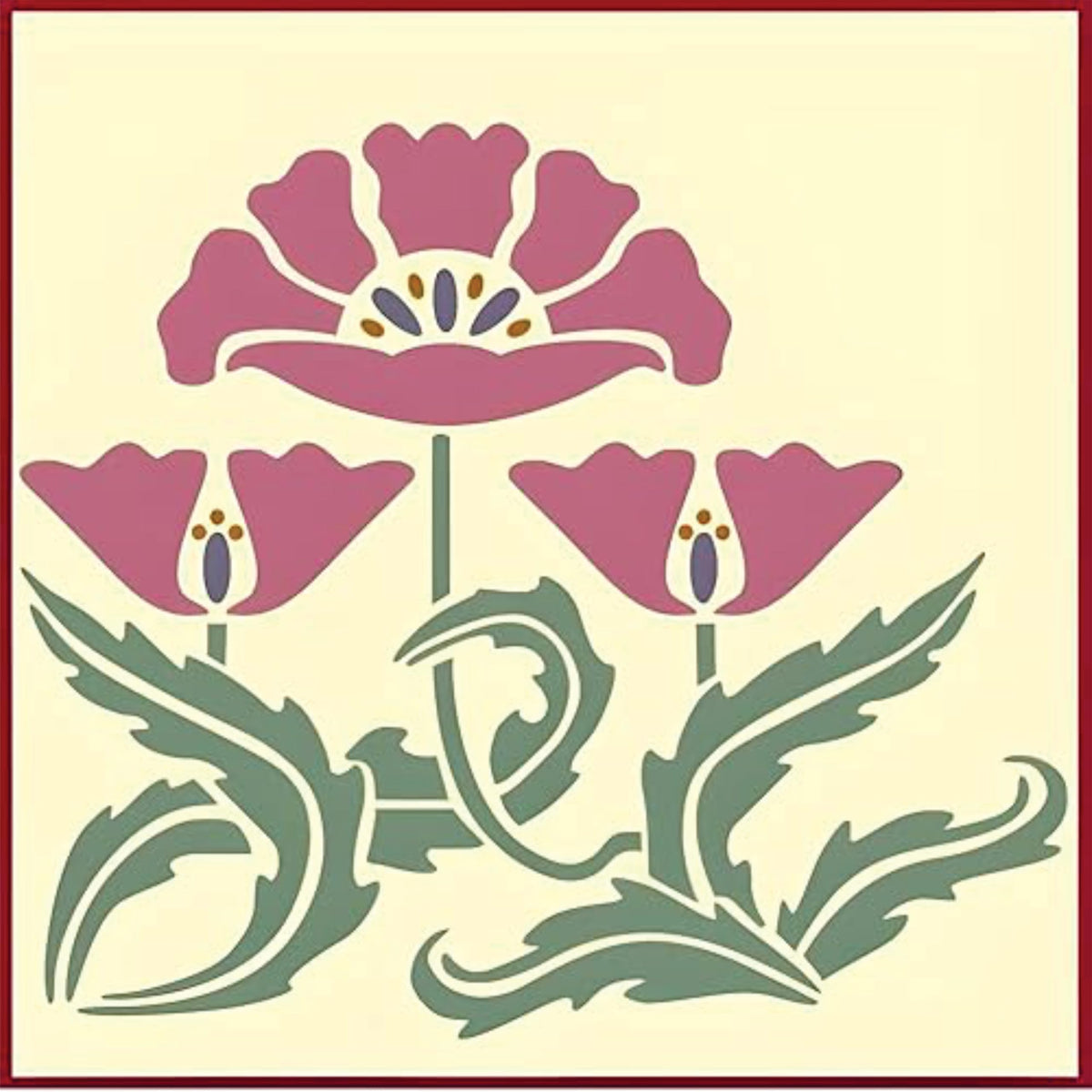 Jugendstil inspired Art Nouveau stencil for walls and furniture