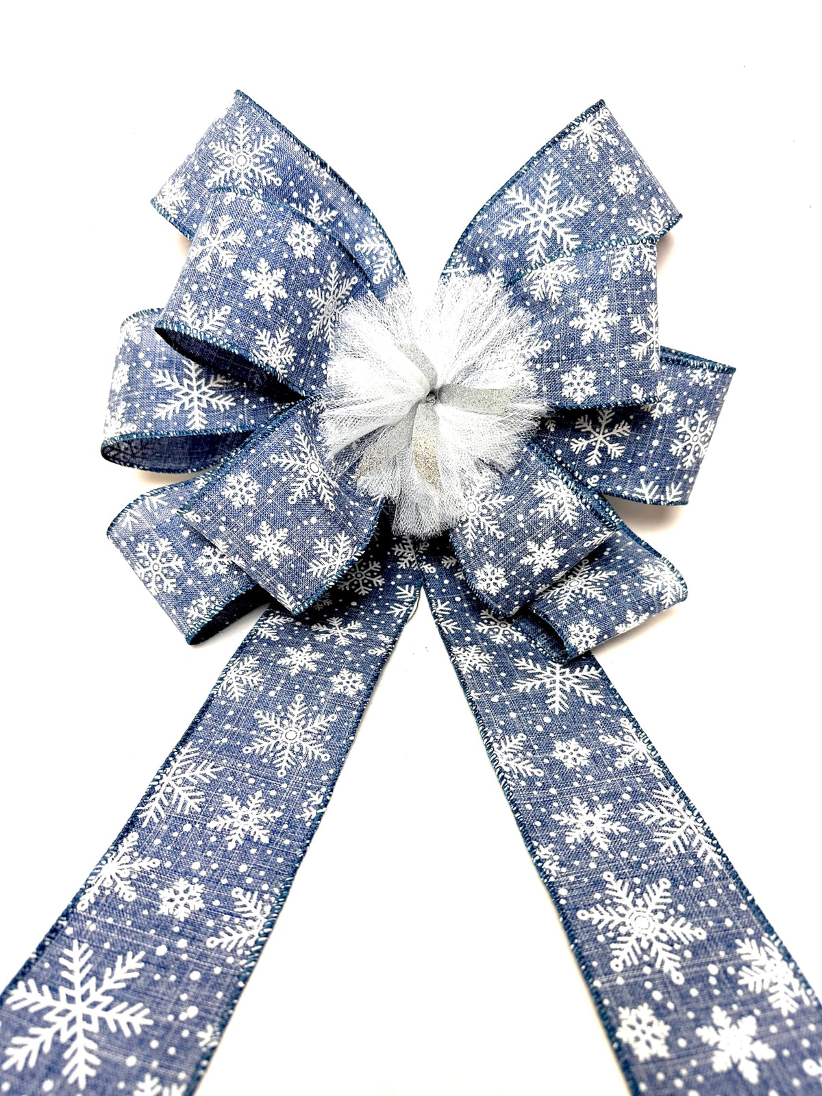 Art of Bows Denim Blue Snowflake Bow 10 inches wide