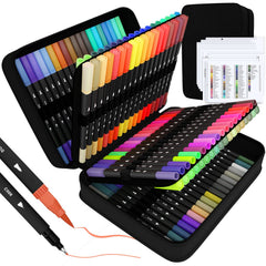 Art Supplier dual brush markers 110 color set in portable case