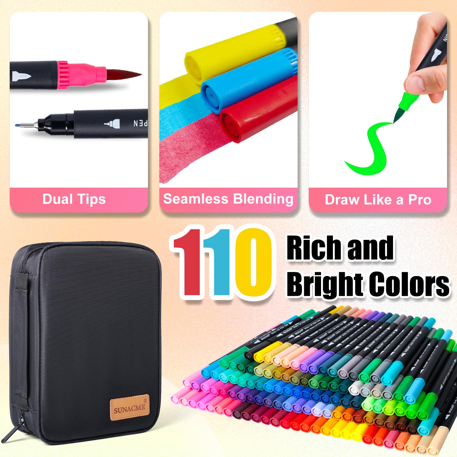 110 numbered colors no duplicates in artist coloring marker set