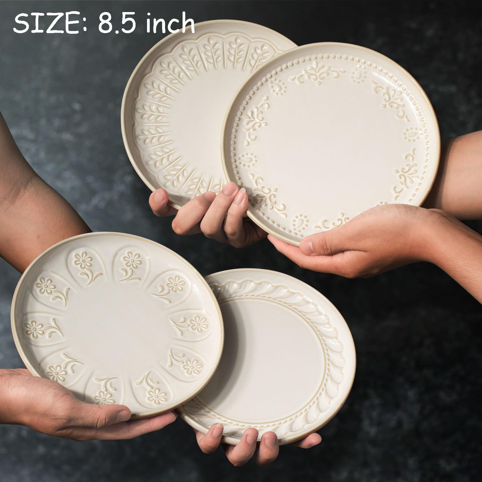 Artena dishwasher safe plates embossed farmhouse style
