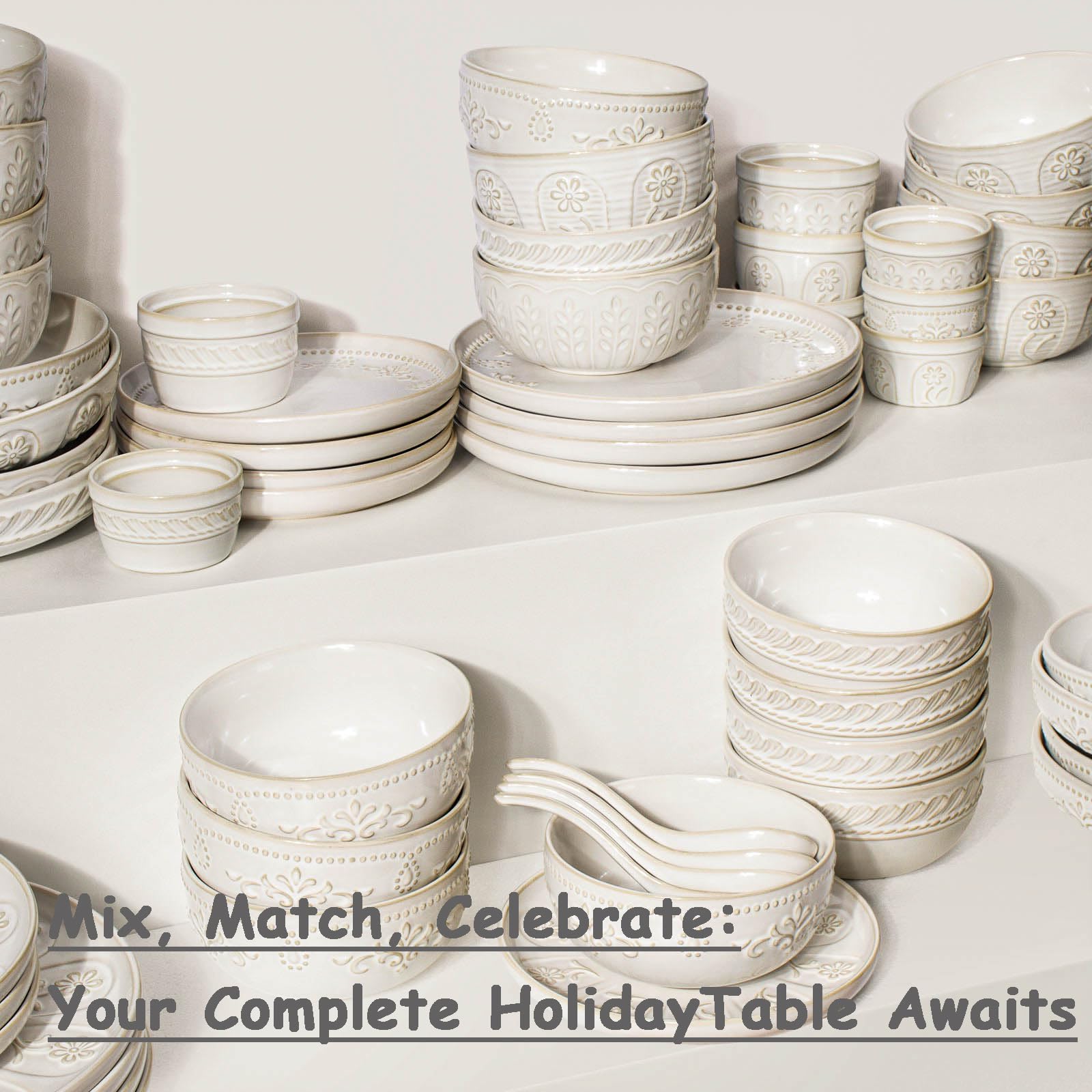 Artena embossed glaze pattern plates close up