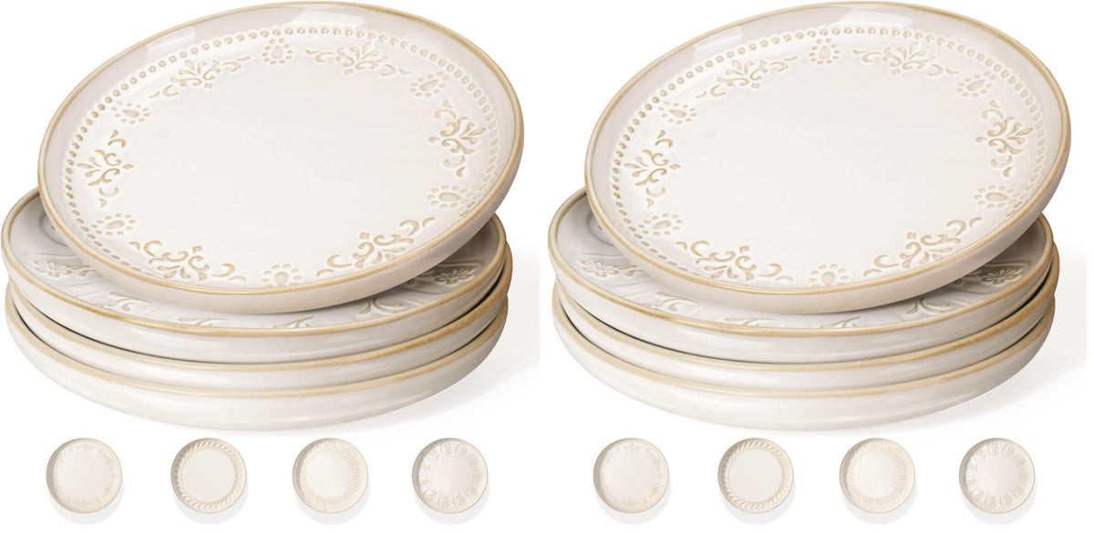 Artena salad plates pack 2 8.5 inch embossed ceramic plates