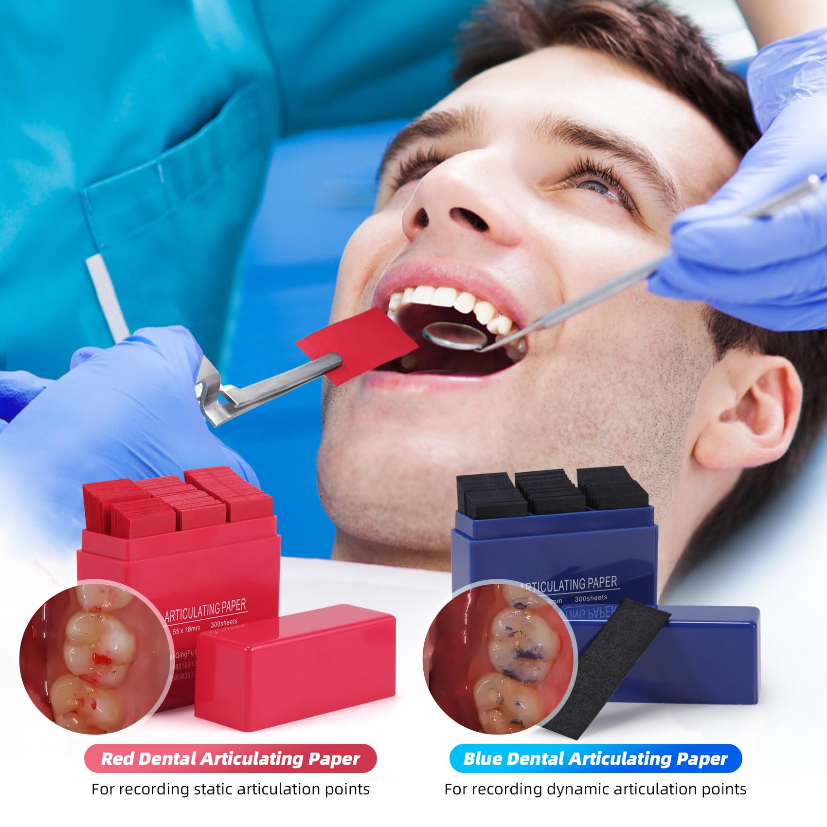Double sided articulating paper film for bite marking