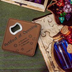 4x4 inch stainless steel core wrapped in vegan leather coaster opener