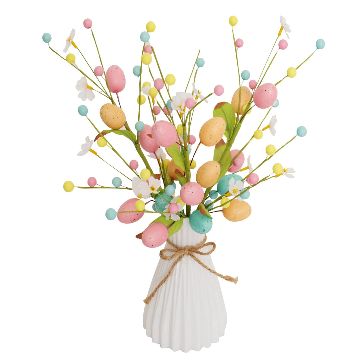 Artificial Easter Stems with eggs and colorful berries for centerpieces