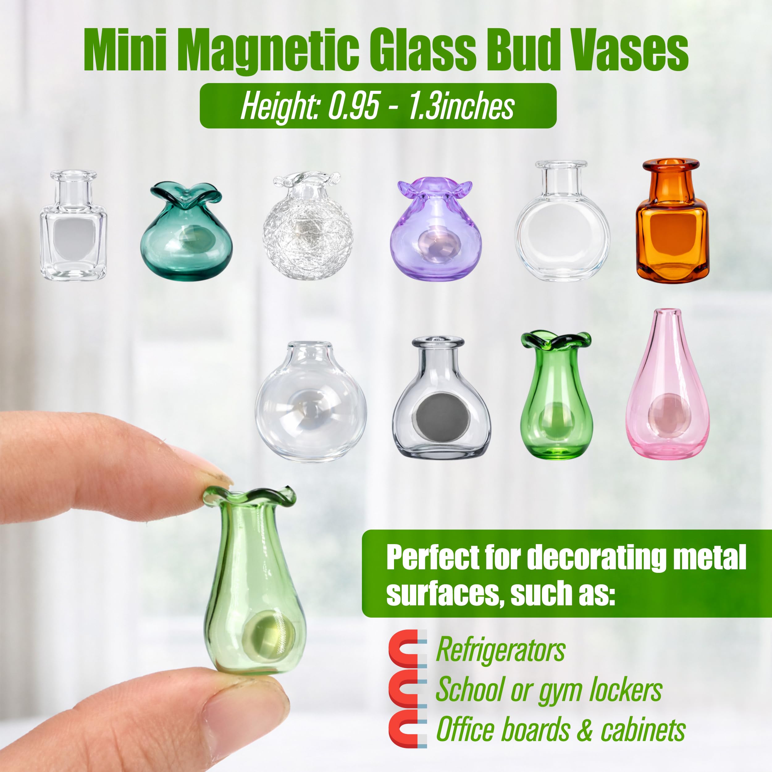 artificial flowers included with mini vase magnets