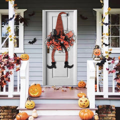 Artificial Witch's Wreath with orange accents