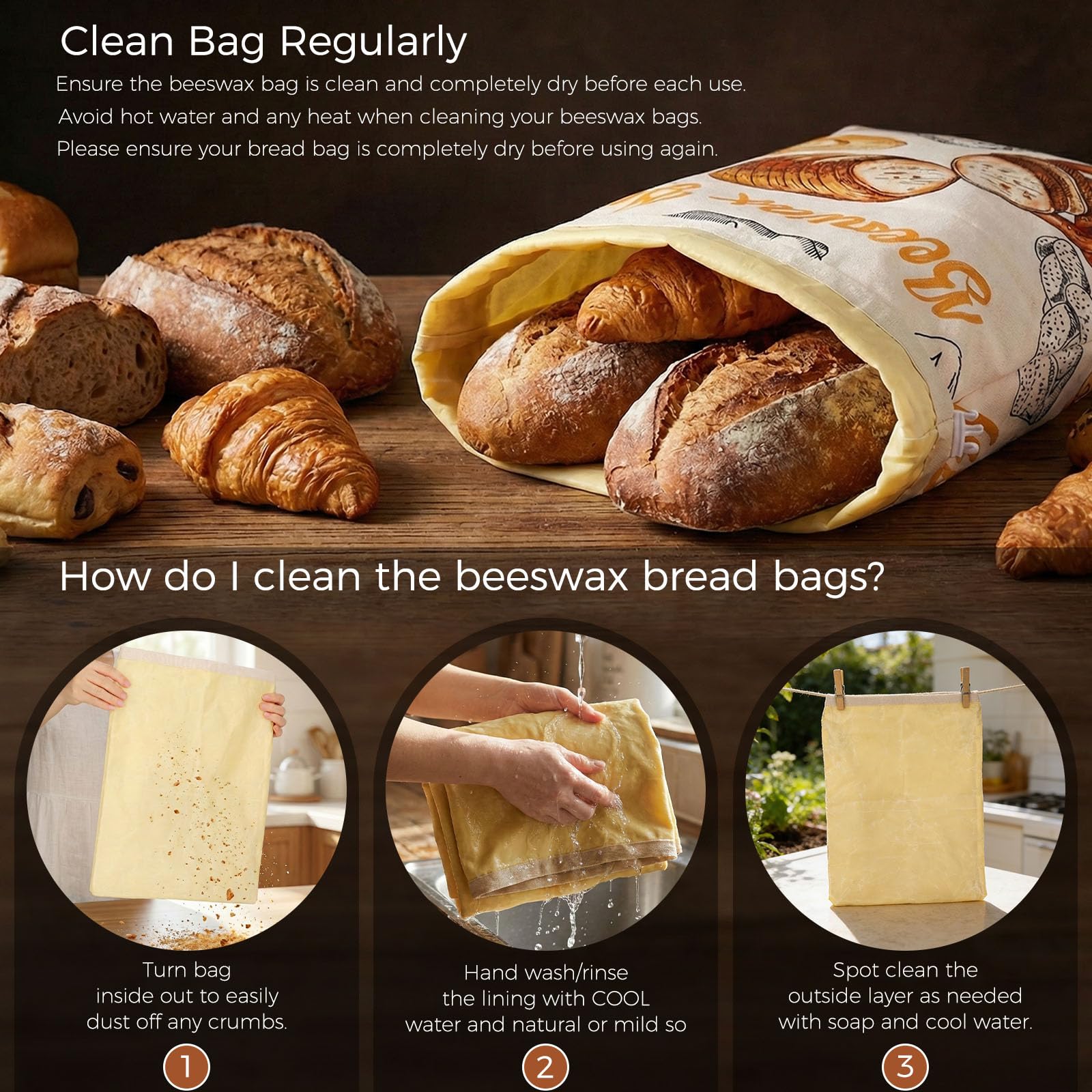 Large capacity bread bags for sourdough loaves