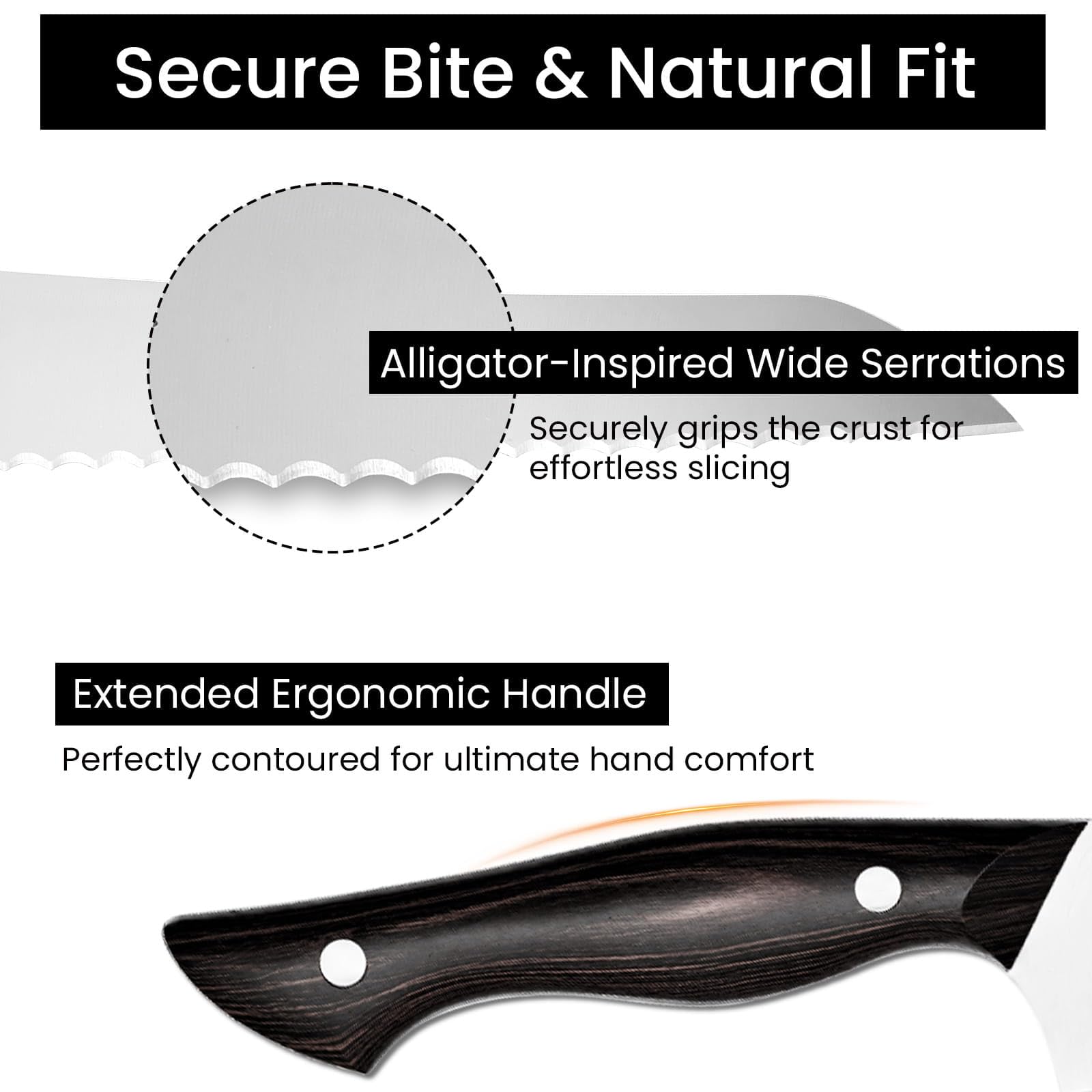 Artisan loaf bread knife designed for homemade bread