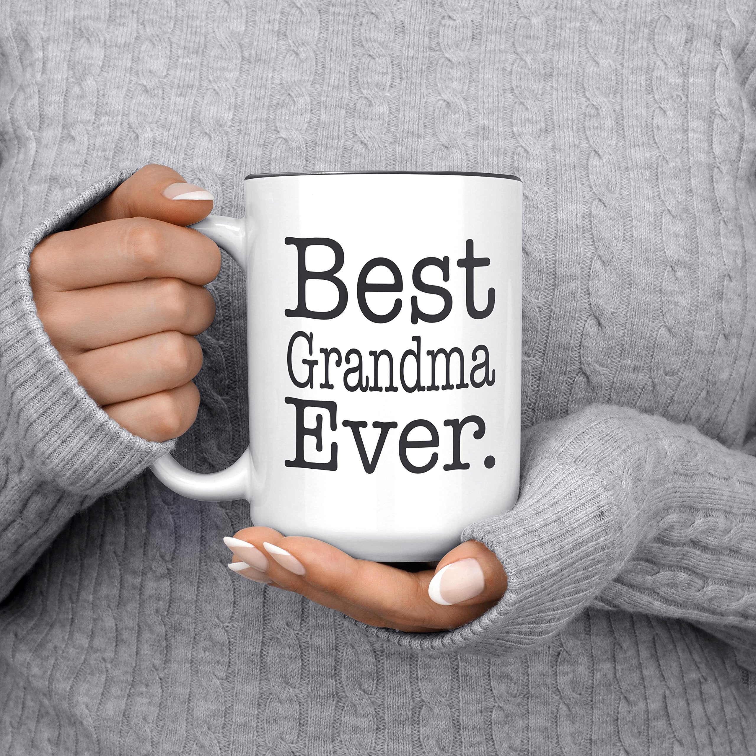 Artisan Owl 15oz coffee mug for grandma with black inlay design