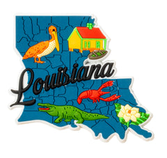 Artisan Owl Louisiana State Map Design Souvenir Refrigerator Magnet PVC 2.75 x 3 inches