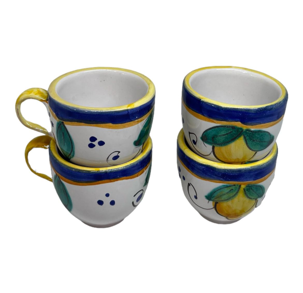 Unique brushstroke variations on Italian handmade lemon cups