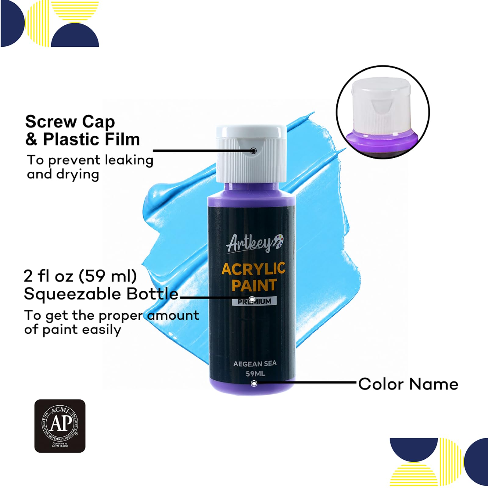 Artkey acrylic paint kit for artists beginners display