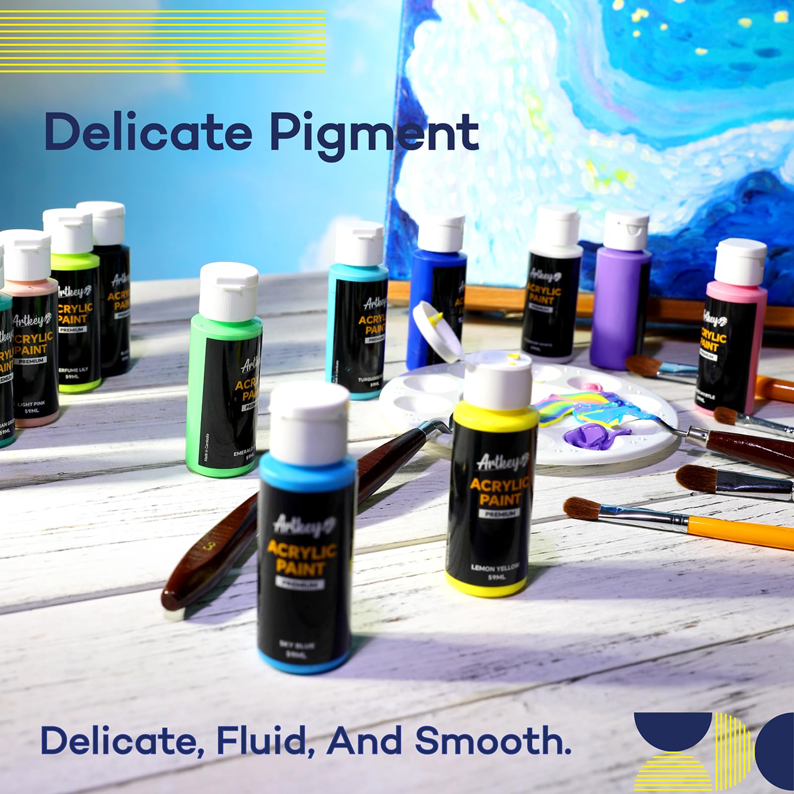 Artkey acrylic paint set versatile on canvas wood ceramic and fabric