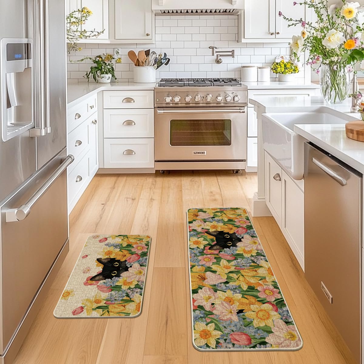 Two mats 17x29 and 17x47 inches for kitchen entryway