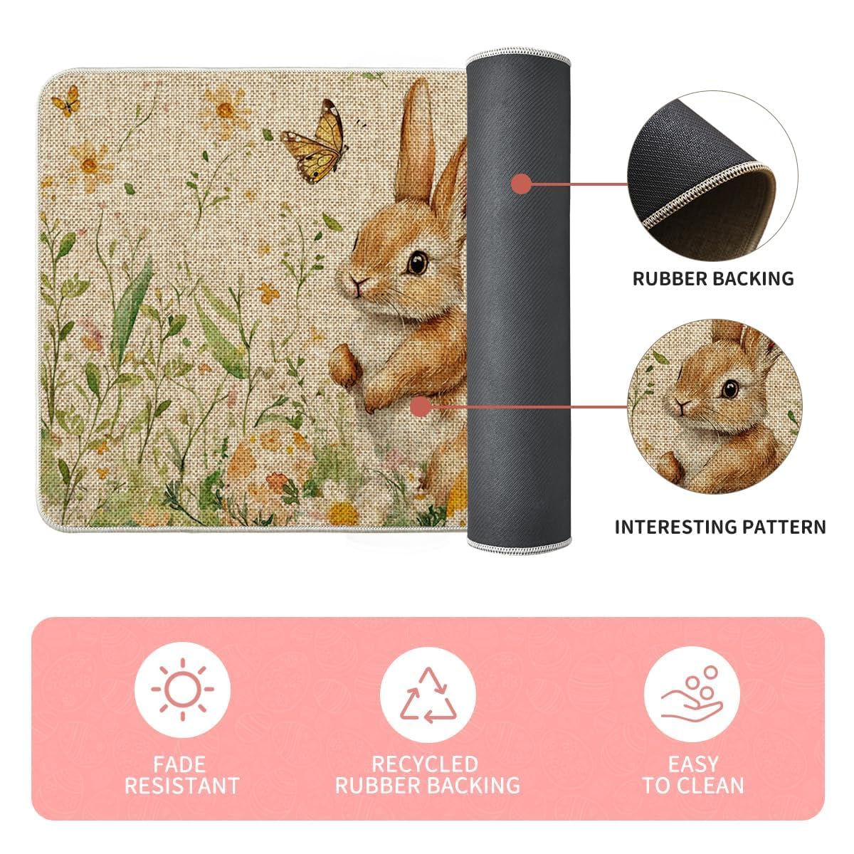 Low profile 0.25 inch kitchen mat design