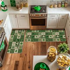 Artoid Mode plaid shamrock kitchen mat 17x47 set of 2