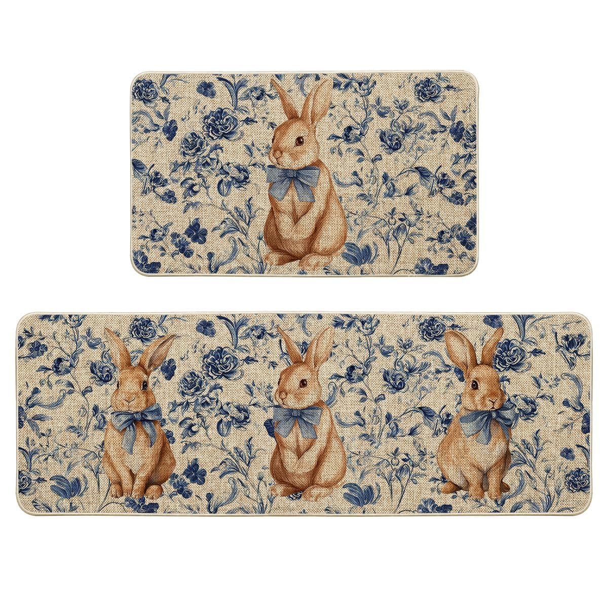 Artoid Mode Rabbit Bunny Chinoiserie Flowers Easter Kitchen Mats product image