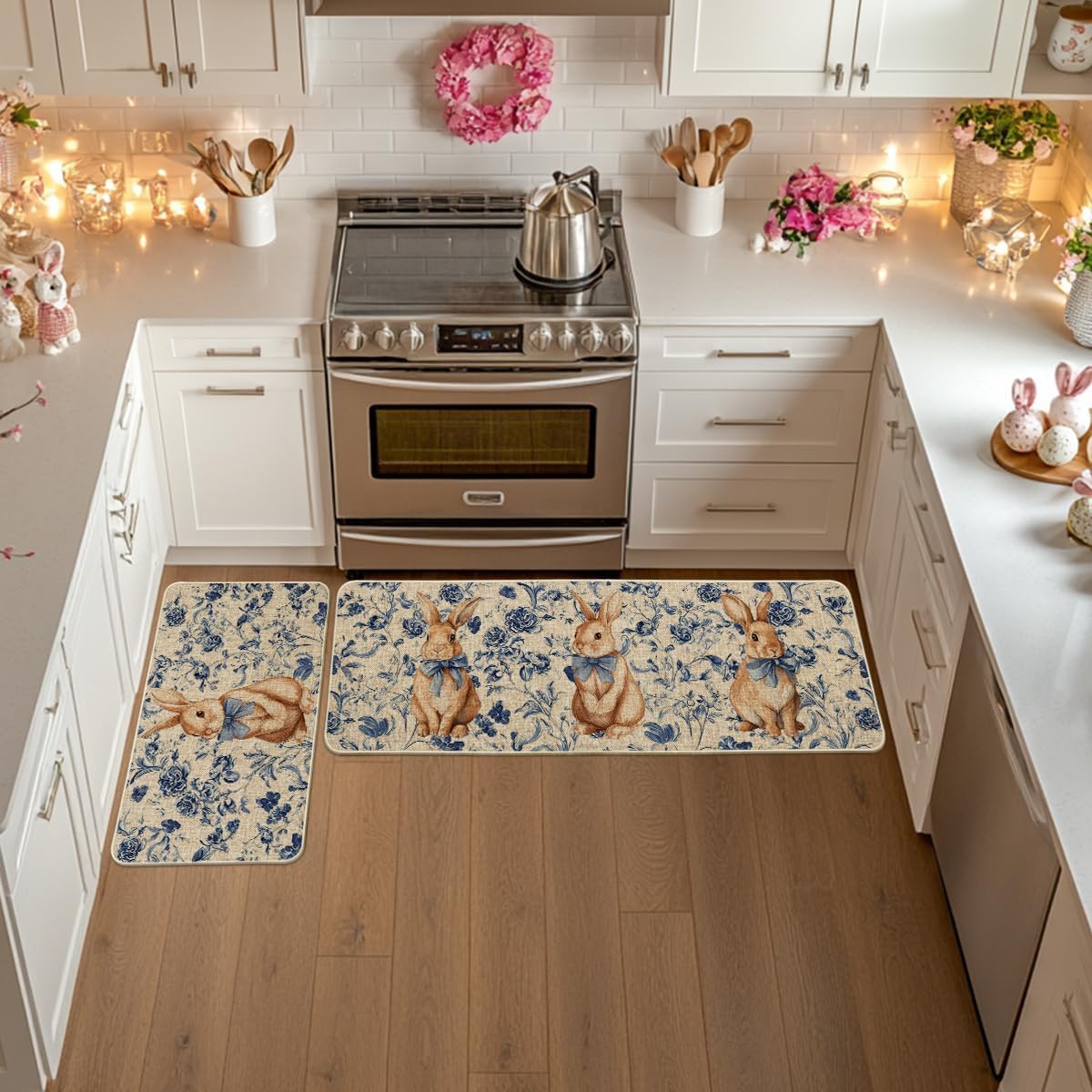 Two-piece set of 17x29 and 17x47 Artoid Mode kitchen mats