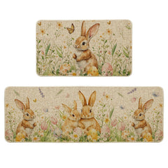 Artoid Mode Rabbit Bunny Tulip Flowers mats 17x29 inch