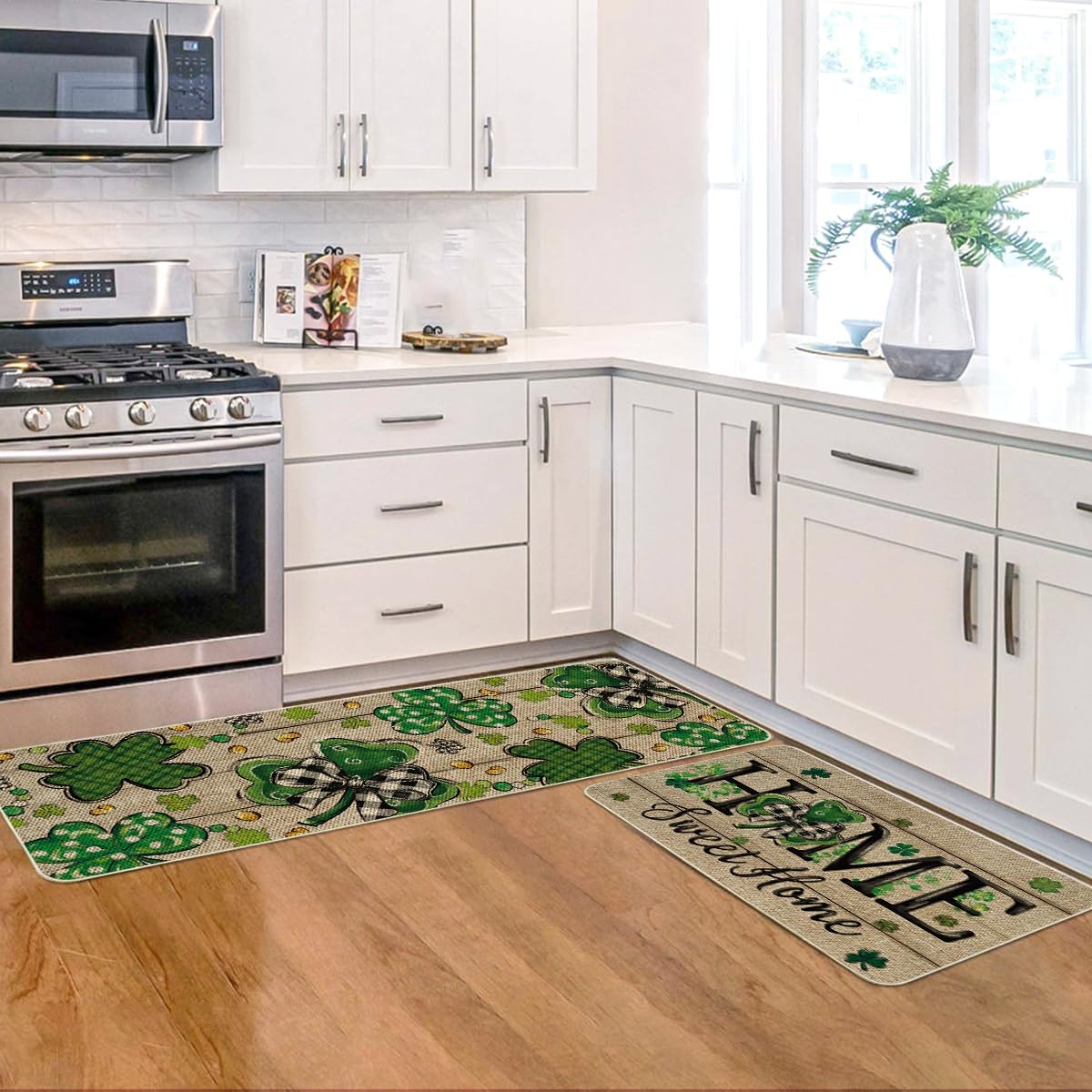 Shamrock design kitchen mat for St Patrick's Day