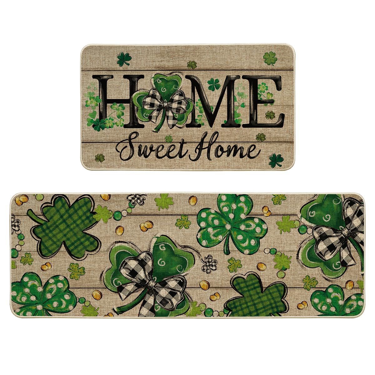 Artoid Mode wood shamrock kitchen mat 17x29 inch