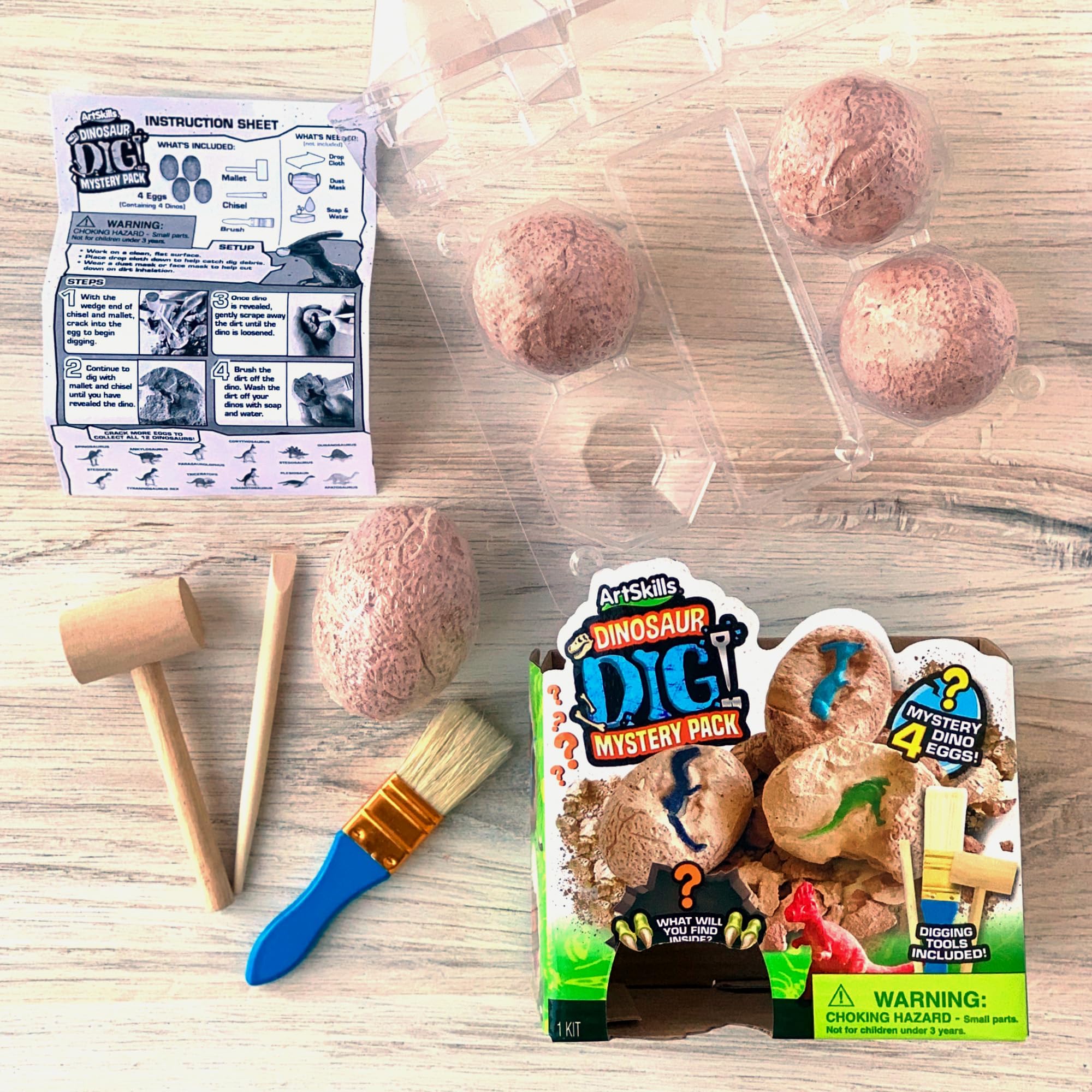 List of 12 possible dinosaurs included in ArtSkills dinosaur eggs kit