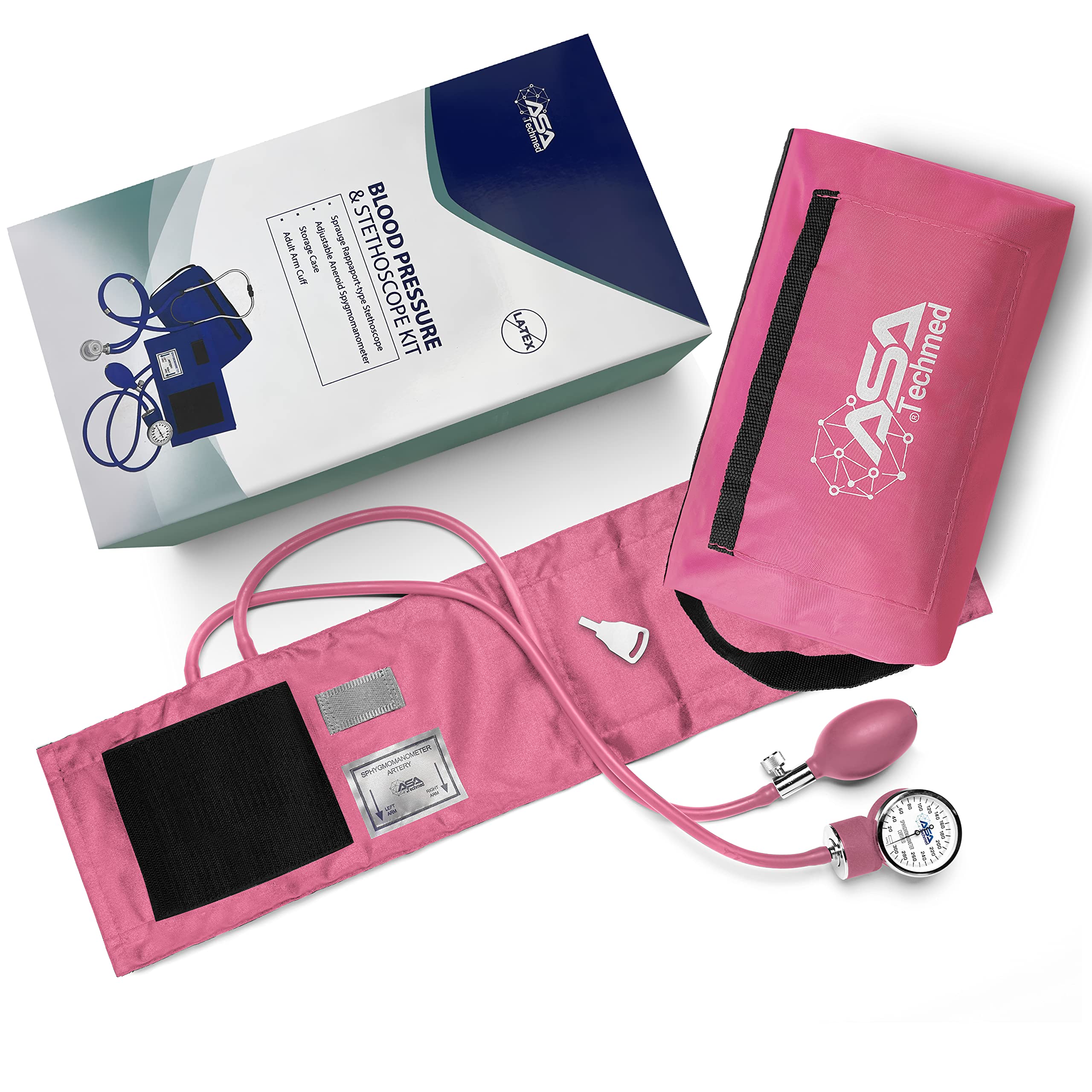 Stethoscope and BP monitor kit by ASA TECHMED pink
